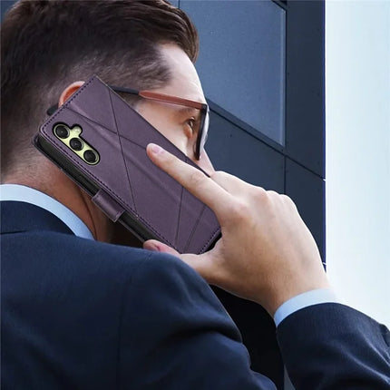 DF-06 For Samsung Galaxy A36 5G Phone Case Line Imprint Leather Wallet Cover