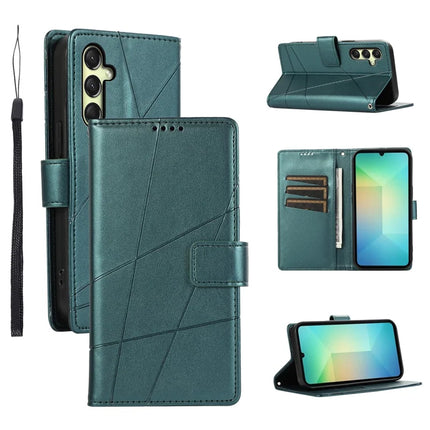 DF-06 For Samsung Galaxy A36 5G Phone Case Line Imprint Leather Wallet Cover - Green