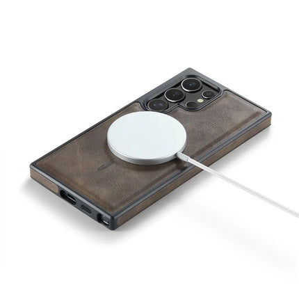 MAGKING K1 Series For Samsung Galaxy S23 Ultra Magnetic Case PC+TPU+PU Leather Phone Cover