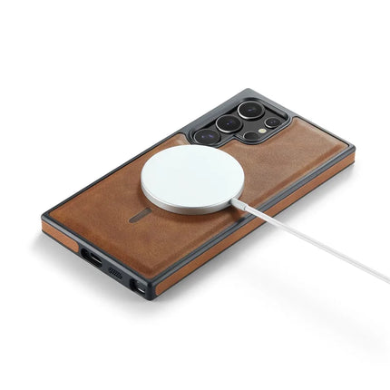 MAGKING K1 Series For Samsung Galaxy S23 Ultra Magnetic Case PC+TPU+PU Leather Phone Cover
