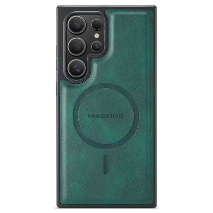 MAGKING K1 Series For Samsung Galaxy S23 Ultra Magnetic Case PC+TPU+PU Leather Phone Cover - Green
