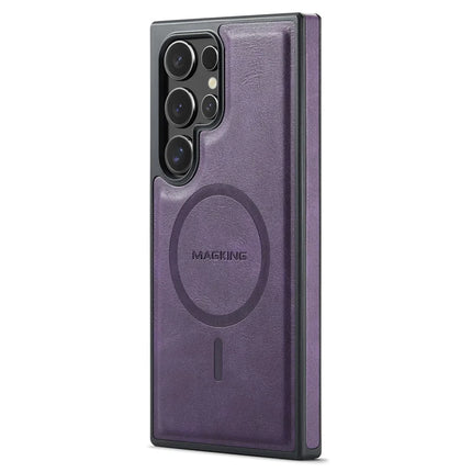 MAGKING K1 Series For Samsung Galaxy S23 Ultra Magnetic Case PC+TPU+PU Leather Phone Cover