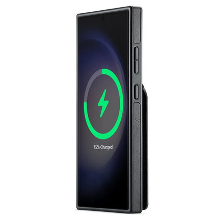MAGKING K1 Series For Samsung Galaxy S23 Ultra Magnetic Case PC+TPU+PU Phone Cover with Card Holder
