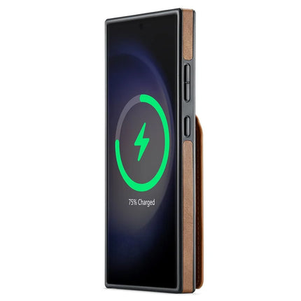 MAGKING K1 Series For Samsung Galaxy S23 Ultra Magnetic Case PC+TPU+PU Phone Cover with Card Holder