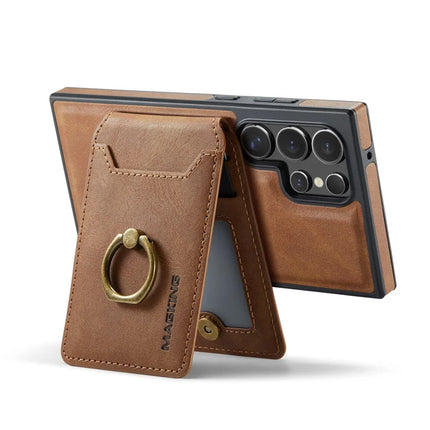 MAGKING K1 Series For Samsung Galaxy S23 Ultra Magnetic Case PC+TPU+PU Phone Cover with Card Holder