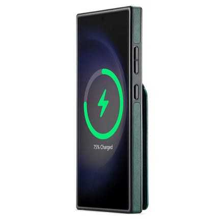 MAGKING K1 Series For Samsung Galaxy S23 Ultra Magnetic Case PC+TPU+PU Phone Cover with Card Holder