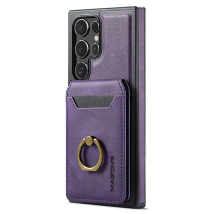 MAGKING K1 Series For Samsung Galaxy S23 Ultra Magnetic Case PC+TPU+PU Phone Cover with Card Holder