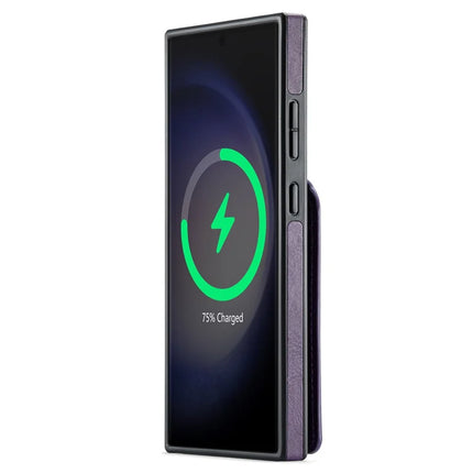 MAGKING K1 Series For Samsung Galaxy S23 Ultra Magnetic Case PC+TPU+PU Phone Cover with Card Holder