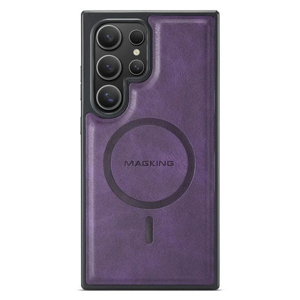MAGKING K1 Series For Samsung Galaxy S23 Ultra Magnetic Case PC+TPU+PU Phone Cover with Card Holder