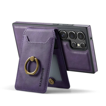 MAGKING K1 Series For Samsung Galaxy S23 Ultra Magnetic Case PC+TPU+PU Phone Cover with Card Holder