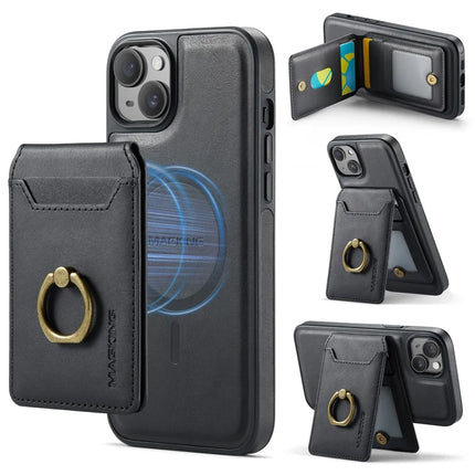MAGKING K1 Series For iPhone 14 Magnetic Case PC+TPU+PU Phone Cover with Card Holder - Black