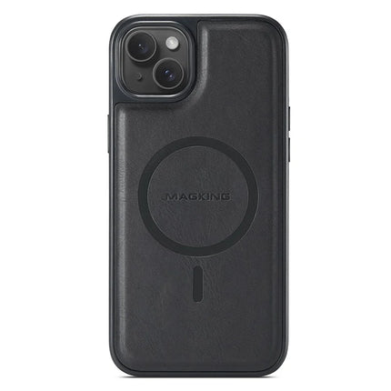 MAGKING K1 Series For iPhone 14 Magnetic Case PC+TPU+PU Phone Cover with Card Holder