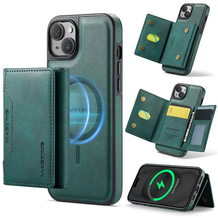 MAGKING K2 Series For iPhone 14 Case Compatible with MagSafe PC+TPU+PU Phone Cover - Green