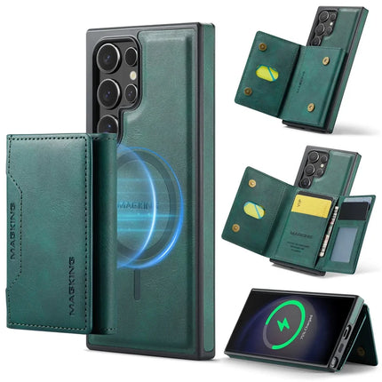 MAGKING K2 Series For Samsung Galaxy S23 Ultra Case Compatible with MagSafe PC+TPU+PU Phone Cover - Green