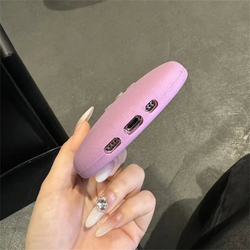 ShopCaseCart Lightweight Durable iPhone 15 Pro Protective cover Cartoon Smile Eggplant Soft Silicone Phone Guard