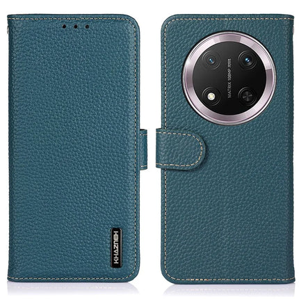 KHAZNEH For Honor Magic7 Lite 5G / X9c 5G / X60 Pro 5G Phone Case Genuine Cow Leather Flip Cover - Green