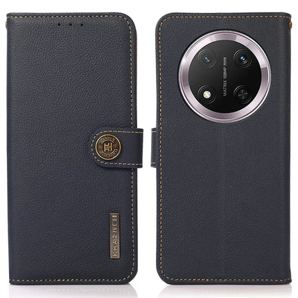 KHAZNEH For Honor Magic7 Lite 5G / X9c 5G / X60 Pro 5G Case Genuine Cow Leather Wallet Phone Cover - Blue