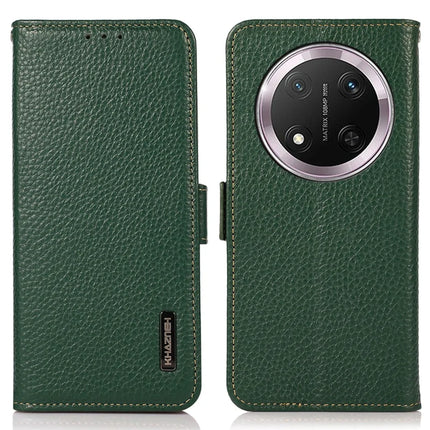 KHAZNEH For Honor Magic7 Lite 5G / X9c 5G / X60 Pro 5G Phone Case Genuine Cow Leather Cover RFID Blocking - Green
