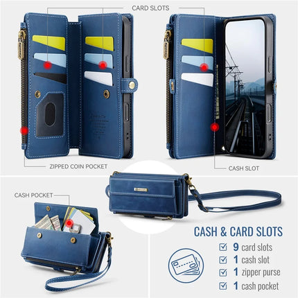 For iPhone 12 Pro Max 6.7 inch Case CASEME C39 RFID Blocking Zipper Wallet Stand Leather Cover with Strap