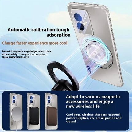 For Honor 100 5G Case Compatible with MagSafe Kickstand TPU+PC Heat Dissipation Phone Cover