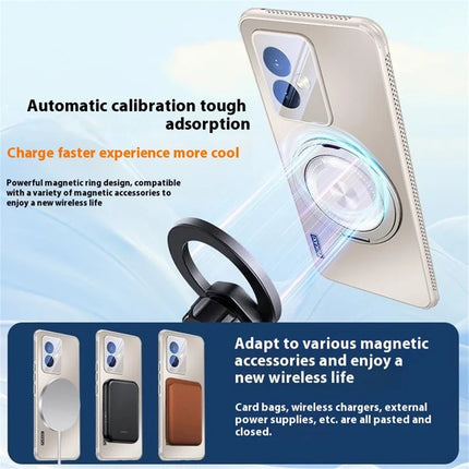 For Honor 100 5G Case Compatible with MagSafe Kickstand TPU+PC Heat Dissipation Phone Cover