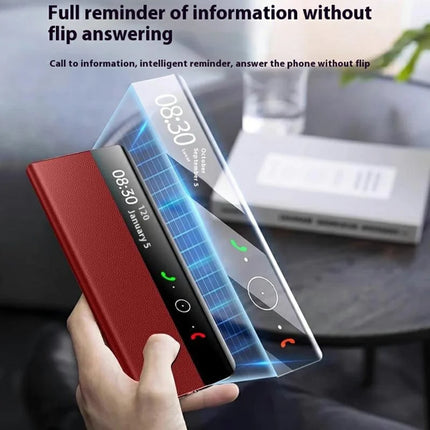 For Huawei Mate X6 Case View Window Auto Wake / Sleep Leather Flip Phone Cover Litchi Texture