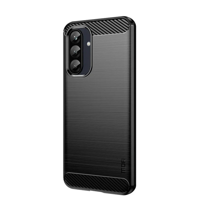 For Samsung Galaxy A26 5G Back Cover MOFI Brushed Carbon Fiber Texture Soft TPU Case - Black