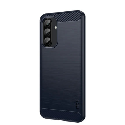 For Samsung Galaxy A26 5G Back Cover MOFI Brushed Carbon Fiber Texture Soft TPU Case - Blue