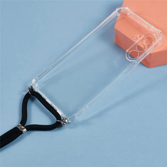 For Samsung Galaxy A26 5G Case Reinforced Corner TPU Clear Phone Cover with Lanyard