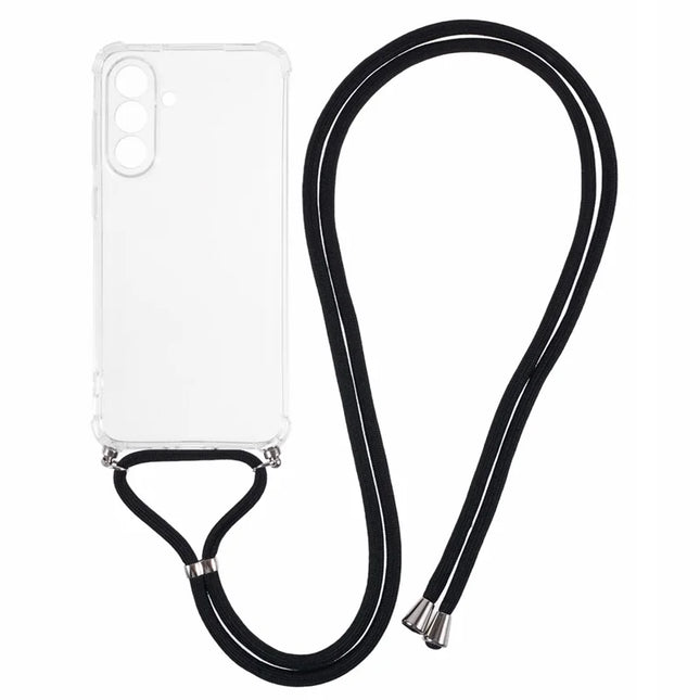 For Samsung Galaxy A56 5G Case Reinforced Corner TPU Clear Phone Cover with Lanyard