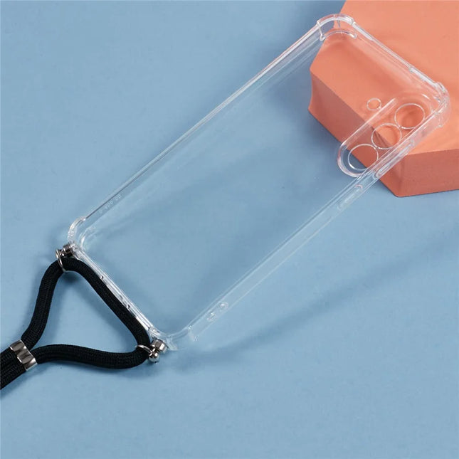 For Samsung Galaxy A56 5G Case Reinforced Corner TPU Clear Phone Cover with Lanyard