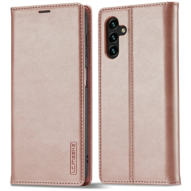 LC.IMEEKE For Samsung Galaxy A16 5G / A16 4G Stand Case TPU+PU Flip Phone Cover - Rose Gold