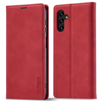 LC.IMEEKE For Samsung Galaxy A16 5G / A16 4G Stand Case TPU+PU Flip Phone Cover - Red