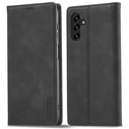 LC.IMEEKE For Samsung Galaxy A16 5G / A16 4G Stand Case TPU+PU Flip Phone Cover - Black