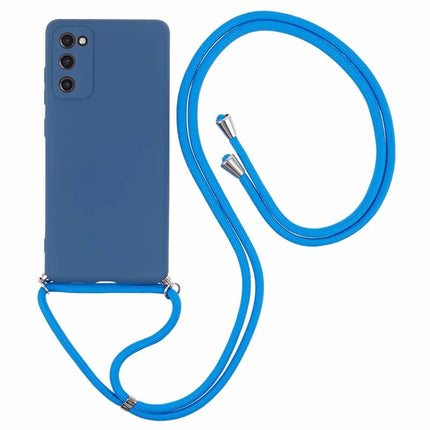For Samsung Galaxy S20 4G / 5G Crossbody Case Flexible TPU Fiber Lining Anti-Shock Phone Cover - Sapphire