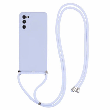 For Samsung Galaxy S20 4G / 5G Crossbody Case Flexible TPU Fiber Lining Anti-Shock Phone Cover - Light Purple