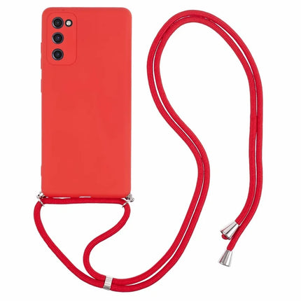 For Samsung Galaxy S20 4G / 5G Crossbody Case Flexible TPU Fiber Lining Anti-Shock Phone Cover - Red
