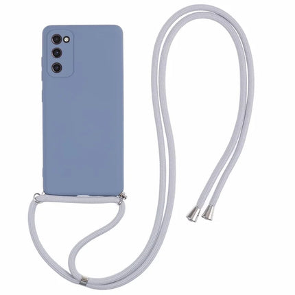 For Samsung Galaxy S20 4G / 5G Crossbody Case Flexible TPU Fiber Lining Anti-Shock Phone Cover - Lavender Grey
