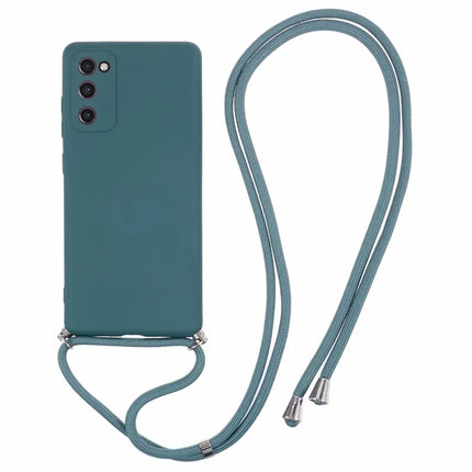 For Samsung Galaxy S20 4G / 5G Crossbody Case Flexible TPU Fiber Lining Anti-Shock Phone Cover - Army Green