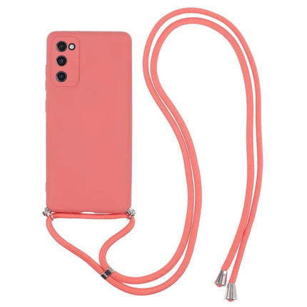 For Samsung Galaxy S20 4G / 5G Crossbody Case Flexible TPU Fiber Lining Anti-Shock Phone Cover - Hawthorn Red