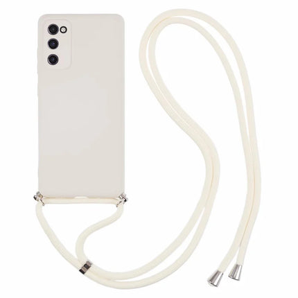 For Samsung Galaxy S20 4G / 5G Crossbody Case Flexible TPU Fiber Lining Anti-Shock Phone Cover - White
