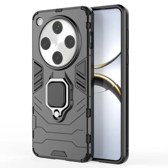 For Oppo Find X8 Pro 5G Case PC+TPU Protective Phone Cover with Ring Kickstand - Black