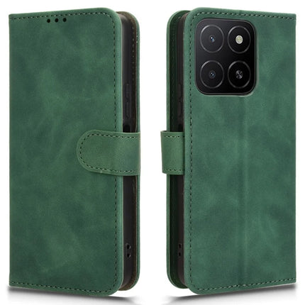 For Honor X5b Leather Case Skin-Feel Anti-Drop Wallet Flip Phone Cover - Green