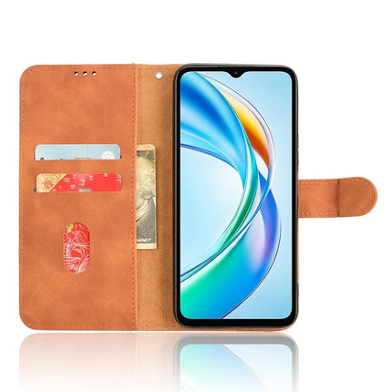 For Honor X5b Leather Case Skin-Feel Anti-Drop Wallet Flip Phone Cover