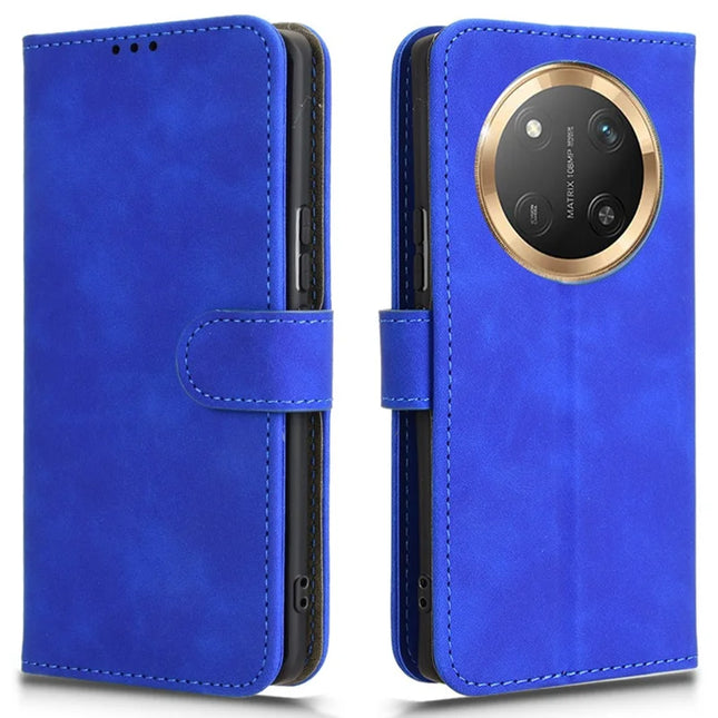For Honor X60 Pro 5G / Magic7 Lite 5G / X9c 5G Leather Case Skin-Feel Anti-Drop Wallet Flip Phone Cover - Blue