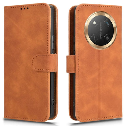 For Honor X60 Pro 5G / Magic7 Lite 5G / X9c 5G Leather Case Skin-Feel Anti-Drop Wallet Flip Phone Cover - Brown