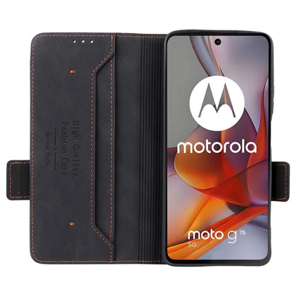For Motorola Moto G75 5G Case Leather Wallet Flip Phone Cover with Hardware Decor