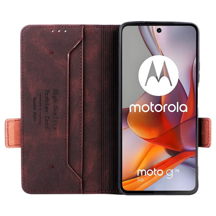 For Motorola Moto G75 5G Case Leather Wallet Flip Phone Cover with Hardware Decor
