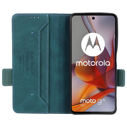 For Motorola Moto G75 5G Case Leather Wallet Flip Phone Cover with Hardware Decor