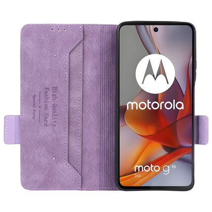 For Motorola Moto G75 5G Case Leather Wallet Flip Phone Cover with Hardware Decor